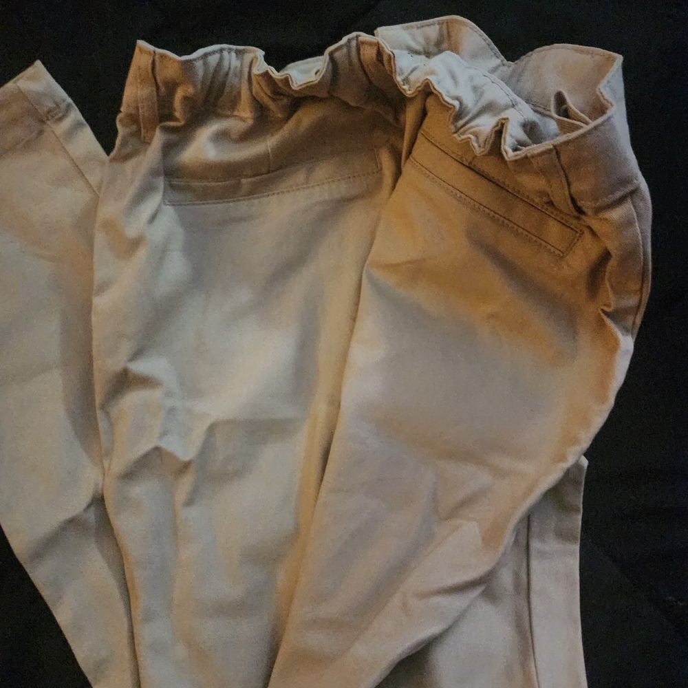 Stylish Tan Ruffle Waist Pants